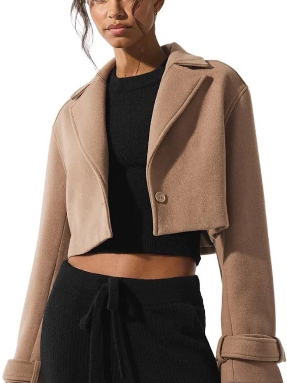 ALO Yoga Wool Cropped Metro Trench Size M